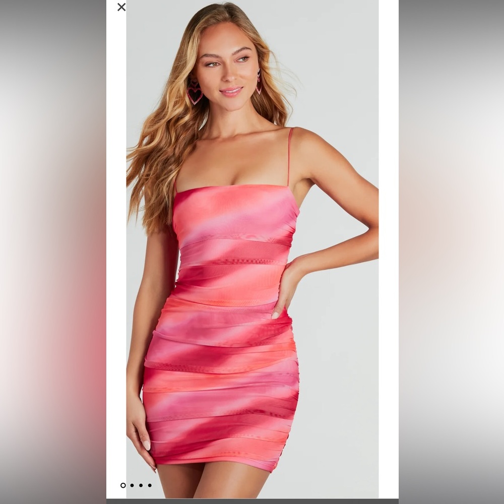 Windsor Daydream Tie-Dye Bodycon Mini Dress Sunset Colors Size M